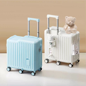 Valigia Multifunzionale per Bambini da 18 Pollici, Trolley da Viaggio Genitore-Figlio con Portabicchiere Nascosto, Poggiapiedi e Gancio Portabagagli - Product Image 6