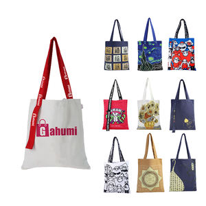 Bolsa de Compras de Lona Personalizada de Alta Calidad Estilo Ins de Gahumi, Diseño de Bolsa con Patrón de Dibujos Animados en Tela Natural - Product Image 1