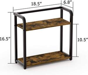 Wholesale Double Tier Standing Type Wood & Metal Desktop Shelving Home Use <b>Kitchen</b> <b>Storage</b> Oil Salt Sauce Vinegar Seasoning Rack - Product Image 2