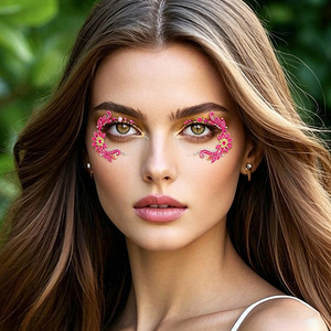 Bijoux de visage papillon sans colle, décorations de luxe en diamants brillants violets et dorés pour cosplay, concerts et déguisements - Product Image 4