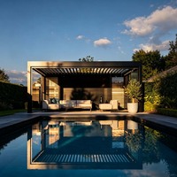 Pergola bioclimatique motorisée en aluminium à lames orientables, toit imperméable, pavillon extérieur, gazebo pour villa, jardin, cour arrière