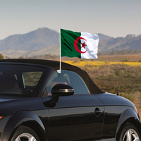 Drapeau de voiture Algérie à clipser sur vitre 12x18 pouces, drapeau national algérien avec mât en plastique, décoration extérieure automobile, cadeau pour supporter de football