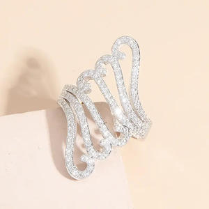 Anello da Cocktail Q290 per Donna in Argento 925 con Incastonatura Pavé di Cristalli e Strass, Gioiello Raffinato per Matrimonio - Product Image 3