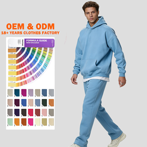 Custom Embroidery Sweatshirt Hoodies 100% Cotton <b>Oversized</b> Tracksuit Print Logo Men Hoodies Sweatpants <b>Jogger</b> Set Tracksuit - Product Image 1