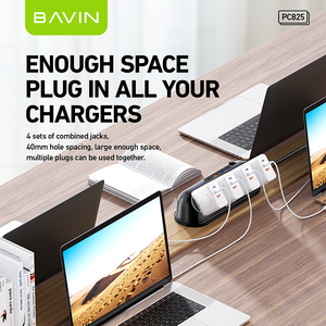 Bavin PC825 Factory Price 1300-2000mm <strong>UK</strong> US EU Smart Extension <strong>Socket</strong> With 4 USB Power Strip - Product Image 4