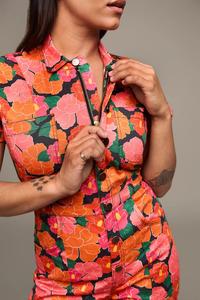 Nhà thiết kế của phụ nữ dài maxi kurti tay khối in hoa bông Jumpsuit với cắt ra trở lại chi tiết phong cách sexy - Product Image 2