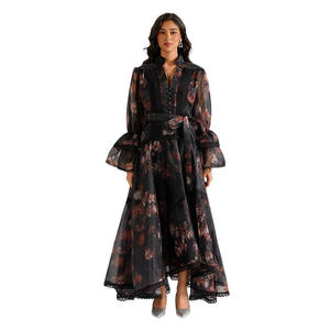 Abito M-3XL all'Ingrosso con Colletto Alto, Maniche Lunghe a Campana, Cuciture in Pizzo, Stile Streetwear, Antistatico, in Poliestere con Motivi Floreali - Product Image 5