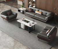 Ensemble de canapés en cuir de style italien moderne pour salon, design exécutif en bois