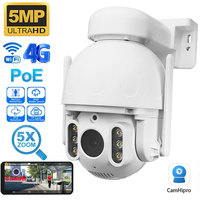 Cámara de Seguridad IP PTZ Camhi Pro 5MP 8MP 4K con Zoom Óptico 5X, Seguimiento Humano, Wifi 2.4g 5G, 4G, Audio Bidireccional, Visión Nocturna a Color de 50m