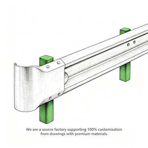 Barrière de sécurité routière en acier AASHTO M180, système de barrière de sécurité routière en forme de W, barrière anti-collision galvanisée pour autoroute, utilisation sur autoroute désertique - Product Image 2