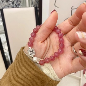 Pulsera de Cuarzo Fresa, Plata de Ley S925, Perla Natural, Diseño Minimalista, Joyería para Uso Diario de Mujer - Product Image 5