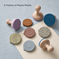 Ensemble de tampons météo en silicone avec manches en bois pour le soleil, la lune, les étoiles et le arc-en-ciel, jouets éducatifs DIY pour enfants, jeu créatif