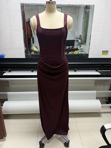 Abito lungo plissettato <span class=keywords><strong>King</strong></span> Mcgreen Star Corset Sling da donna, marrone, sexy, senza maniche, con spalle scoperte, vita alta, abito da sera elegante. - Product Image 5