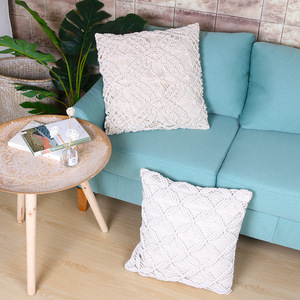 Bohême coton et lin crochet décoratif <span class=keywords><strong>maison</strong></span> canapé housse <span class=keywords><strong>de</strong></span> coussin dernière conception tissé à la main jeter taie d'oreiller - Product Image 5