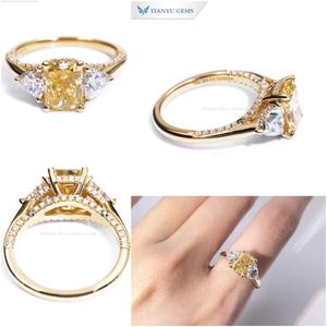 Tianyu Joyería fina Personalización 14K Compromiso Amarillo Alargado Hielo triturado 18K Diamante VVS Moissanite Boda Anillos de oro puro - Product Image 2