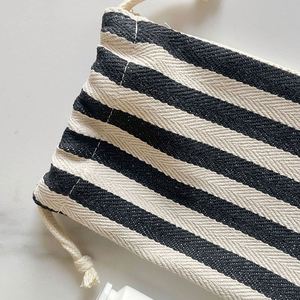 Wholesale Canvas Printed Striped Pattern Dust Bag Fashionable Portable Herringbone Fabric Storage <b>Pouch</b> with <b>Drawstring</b> - Product Image 3