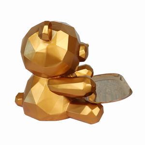 Creativo geometrico piccolo orso serbatoio di stoccaggio in metallo vassoio resina animale statua per la decorazione della casa e lo stoccaggio figura animale - Product Image 2