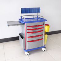 Chariot d'urgence vétérinaire OSCAT ABS, série multi-tiroirs avec roues à frein silencieux, équipement vétérinaire pour cliniques vétérinaires