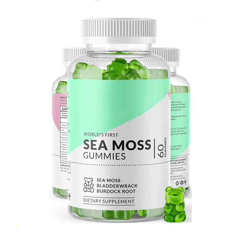 Commercio all'ingrosso/bulk organico immunitario vegan mare muschio gummy bears personalizzato private label con sambuco senza zucchero