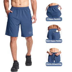 Shorts de sport décontractés respirants à logo personnalisé, <span class=keywords><strong>avec</strong></span> poche zippée, couleur unie, séchage rapide, pour fitness, course et <span class=keywords><strong>trail</strong></span> - Product Image 6