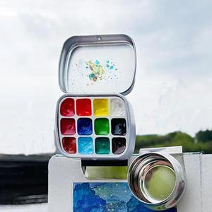 XinyiArt Acrylique Peinture Voyage Tin Case <span class=keywords><strong>Palette</strong></span> 12 Bien Vide Aquarelle <span class=keywords><strong>Palette</strong></span> Mini Peinture En Plastique Pour DIY Aquarelle - Product Image 2