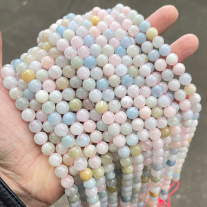 อัญมณี JD ลูกปัดหินมอร์กาไนต์ธรรมชาติทรงกลมหลวมพลัง5A สีสันสดใสสำหรับทำเครื่องประดับด้วยหินจริง - Product Image 2