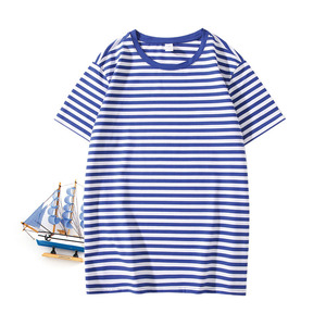 <span class=keywords><strong>Maglietta</strong></span> <span class=keywords><strong>blu</strong></span> <span class=keywords><strong>e</strong></span> bianca a maniche corte Vintage in puro cotone camicia anima mare girocollo mezza manica a <span class=keywords><strong>righe</strong></span> - Product Image 1