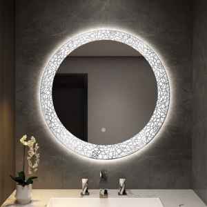 Miroir de salle de bain intelligent LED circulaire Bluetooth anti-buée personnalisé pour salon, hôtel, appartement - Product Image 6