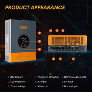 Cho powmr 10000 Wát năng lượng mặt trời biến tần 48VDC 110VAC kép 10KW off-lưới lai biến tần 120A <span class=keywords><strong>MPPT</strong></span> phí điều khiển Max PV đầu vào 6400 Wát - Product Image 6