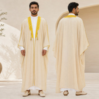 Jubah Pria Lanna Bordir Rumbai Emas, Thobe Arab Saudi, Jubah Luar Muslim Dubai, untuk Idul Fitri dan Pernikahan