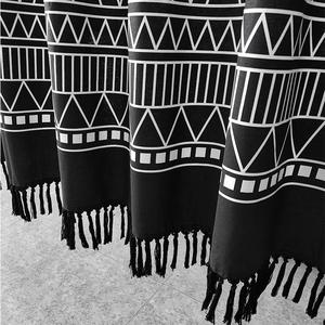 Rideaux <span class=keywords><strong>de</strong></span> <span class=keywords><strong>douche</strong></span> en coton texturé à franges rayées en chevron, <span class=keywords><strong>noir</strong></span> <span class=keywords><strong>et</strong></span> <span class=keywords><strong>blanc</strong></span> au choix, pour salle <span class=keywords><strong>de</strong></span> bain - Product Image 4