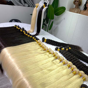 Paquets de cheveux humains alignés à double cuticule, super doublement étirés, tissage de cheveux brésiliens vierges bruts, vente en gros - Product Image 5