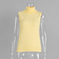Tank Top Wanita Kasual Musim Panas Kerah Mandarin 180g Pinggang Sedang Bahan Bernapas Ramah Lingkungan Slim Fit Kancing Resleting