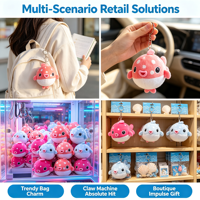 Porte-clés en peluche poisson-bouffant mignon, doux, motif pois blancs, bouche en forme de cœur, pendentif pour sac à dos, cadeau