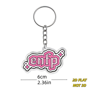 Portachiavi in acrilico tipo personalità <span class=keywords><strong>ENFP</strong></span>, con scritte rosa stile graffiti e brillantini, ciondolo con bordo trasparente per chiavi o borse - Product Image 2