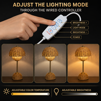 Lampe de table LED sans fil de luxe en bambou et fer, rechargeable par USB, avec contrôle tactile moderne et CRI 90 élevé, idéale pour les mariages