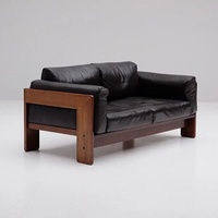 Vente directe d'usine, canapé Bastiano en cuir souple rétro de designer de niche, en bois massif italien, personnalisable