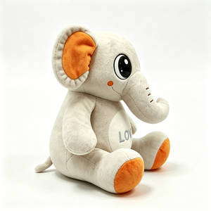 Lindo juguete de peluche de elefante con bordado de amor, animal de peluche suave para bebés de 0 a 24 meses, regalo unisex - Product Image 1