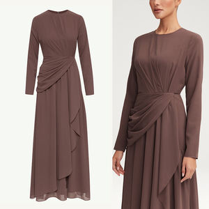 Kleid fabricante de ropa proveedor personalizado al por mayor señoras Casual Vintage gasa liso Maxi vestido para las mujeres - Product Image 2