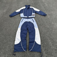 Ensemble de survêtement coupe-vent en nylon avec veste zippée à coutures personnalisées et pantalon ample en nylon, fabriqué sur mesure