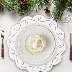<span class=keywords><strong>Serviettes</strong></span> en coton et lin rondes modernes et simples avec bords festonnés brodés pour les mariages, les hôtels haut <span class=keywords><strong>de</strong></span> gamme et les restaurants - Product Image 4