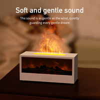 Diffuseur d'huiles essentielles et humidificateur d'ambiance 3D à sept couleurs avec simulation de flamme de cheminée pour bureau