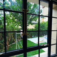 Ventana Abatible de Aluminio Estilo Francés Personalizada con Vidrio Decorativo de Privacidad para Arquitectura de Villas