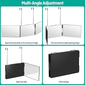 Espejo Tríptico de 360 Grados para Auto-Corte de Cabello, Espejo de 3 Vías para Hombres, para Peinar, Afeitar y Cuidado Personal, Espejo para la Parte Posterior de la Cabeza, Herramienta de Barbería - Product Image 6