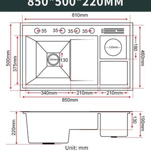 Évier de cuisine multifonctionnel en acier inoxydable 304 de luxe, à cuve unique, avec couvercle de lave-gobelet intelligent multifonctionnel en nano, accessoires de luxe - Product Image 3