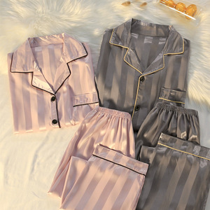 Pigiama per Coppie, Set Primaverile e Autunnale a Maniche Lunghe a Quadri per Donna, Taglie Forti, <span class=keywords><strong>Abbigliamento</strong></span> <span class=keywords><strong>da</strong></span> <span class=keywords><strong>Casa</strong></span> in Seta Artificiale per <span class=keywords><strong>Uomo</strong></span> - Product Image 4