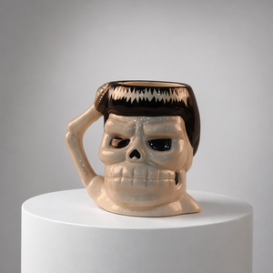 Tazza da Caffè in Ceramica Personalizzata Bianca e Nera per Halloween, Sicura per Alimenti, Adatta a Microonde e Lavastoviglie - Product Image 1
