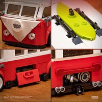 Happy Build PB8807 Retro T1 Red Camper Van, Modelo de Vehículo Detallado para Ensamblar, Coleccionable, Juego de Bloques de Construcción para Exhibición en Escritorio