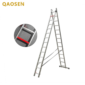 Échelle pliante légère en aluminium de 1 mm à 2 sections, marches supérieures rouges, échelle d'extension 2x6-2x16, capacité de 150 kg, pour la construction - Product Image 1