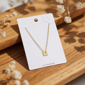 Collana in Acciaio Inossidabile con Ciondolo Lettera R 12x14cm, Charm in Acciaio, Gioielleria Fine - Product Image 2